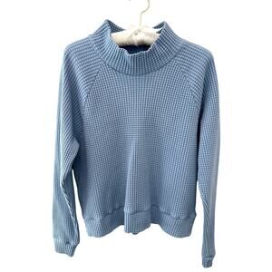 THE NORTH FACE | Blue Chabot Waffle Knit Pullover Cotton Mock Neck Top | Small
